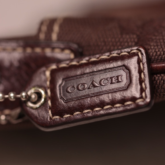 Coach E06-10266 brown sling bag w/ suede, snake skin and patent accents on front - Picture 12 of 15